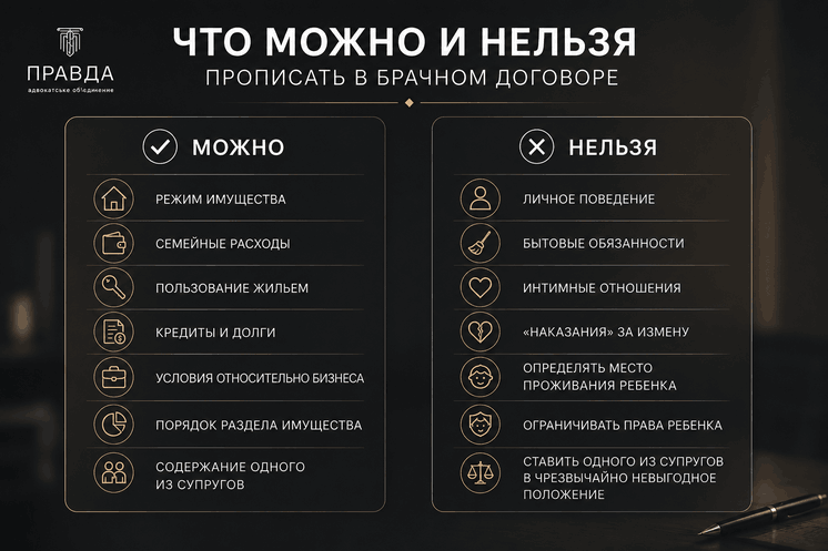 Что можно и нельзя прописать в брачном договоре