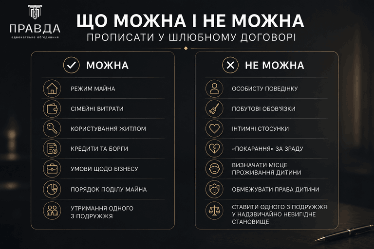 що можна і не можна прописати в шлюбному договорі