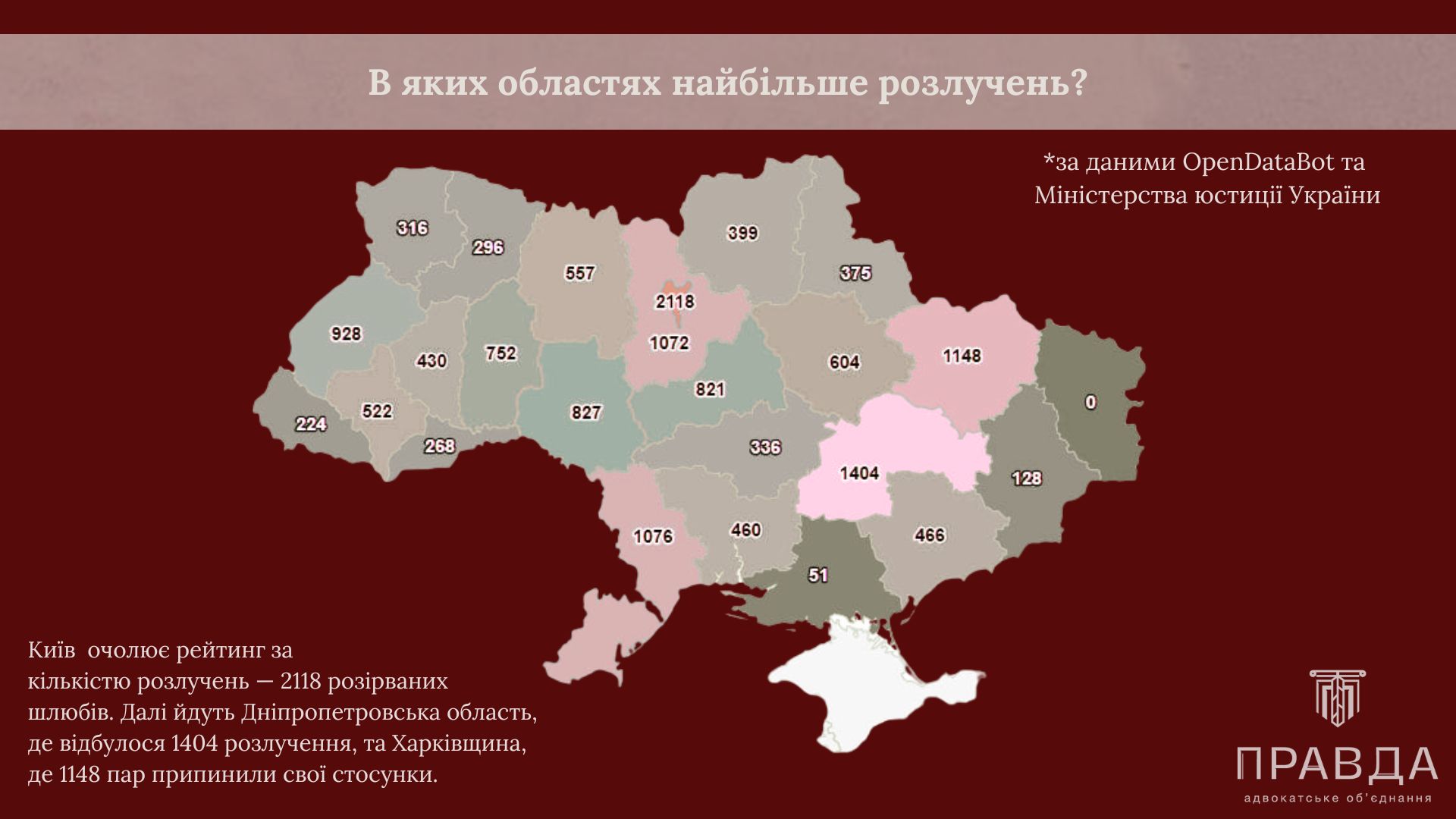 В каких областях больше всего разводов